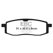 EBC Off Road TT Hybrid Carbon Brake Pad for motorcycles, showing the black brake pad with branding details.