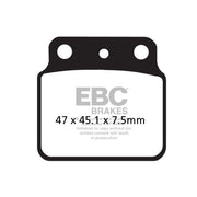EBC Brakes TT Hybrid Carbon Brake Pad for off-road motorcycles, showing the black carbon composite material and mounting surface.