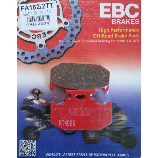 EBC Brakes Off Road Motorcycles TT Hybrid Carbon Brake Pad FA152/2TT, showing the black brake pad with branding details.