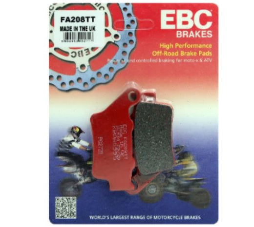 EBC Brakes Off Road Motorcycles TT Hybrid Carbon Brake Pad FA208TT with black and metallic surface details
