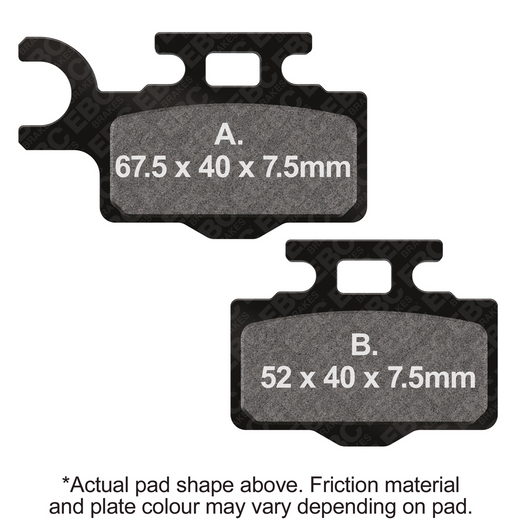 EBC Off Road Motorcycle TT Hybrid Carbon Brake Pad FA302TT with black friction surface and metal backing plate for off-road riding