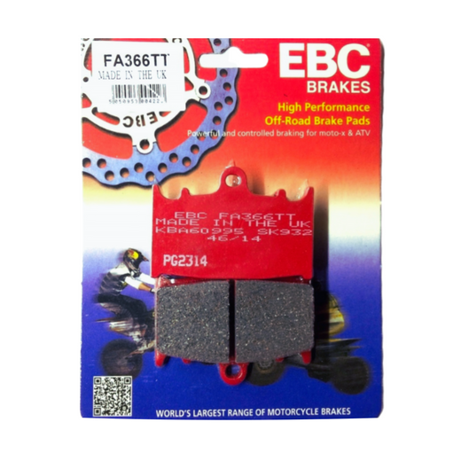 EBC Off Road Motorcycles TT Hybrid Carbon Brake Pad FA366TT showing the black brake pad with branding details.