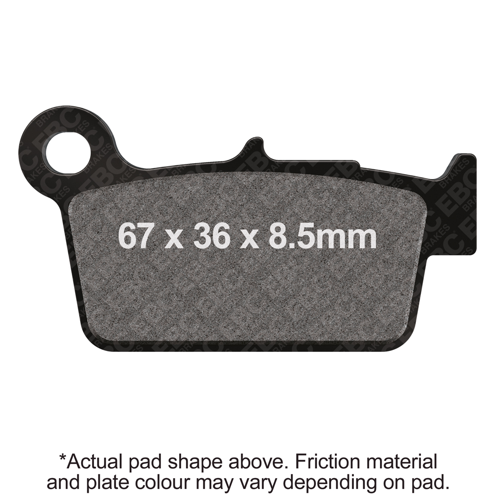 EBC Off Road Motorcycle TT Hybrid Carbon Brake Pad FA367/2TT with black carbon material and metal backing plate.