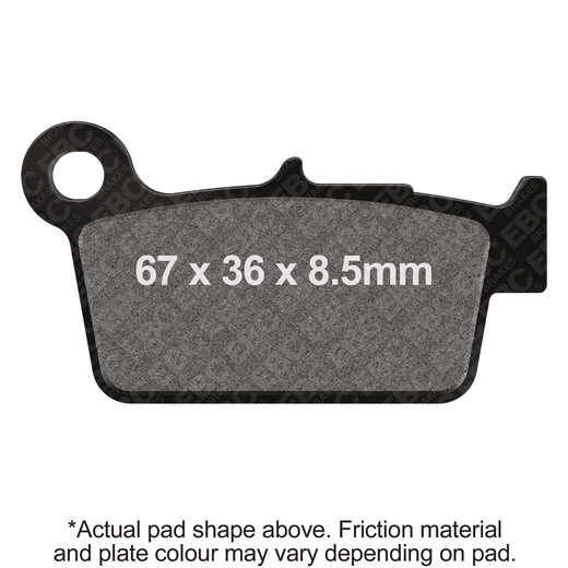 EBC Brakes Off Road Motorcycles TT Hybrid Carbon Brake Pad FA367/2TT with black carbon material and metallic backing plate