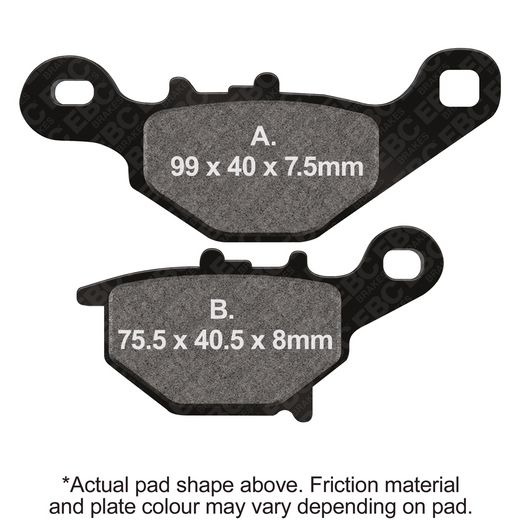 EBC Brakes off-road motorcycle TT Hybrid carbon brake pad FA401TT with detailed friction surface and mounting holes