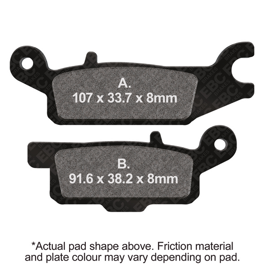 EBC Off Road Motorcycles TT Hybrid Carbon Brake Pad FA443TT, close-up view of the high-performance motorcycle brake pad.