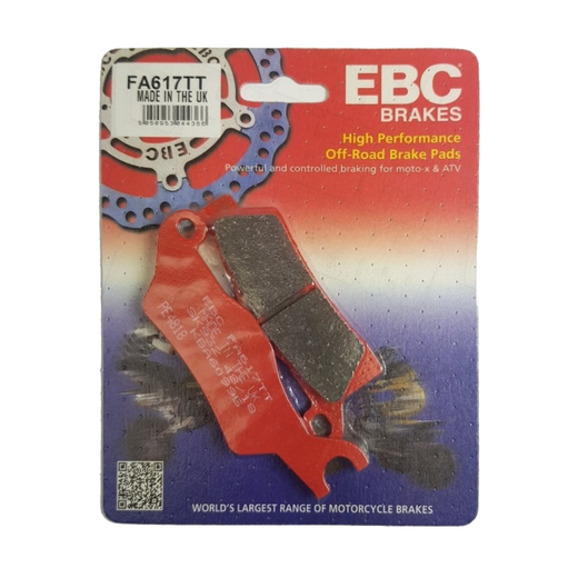 EBC Off Road Motorcycles TT Hybrid Carbon Brake Pad FA617TT installed on motorcycle brake system.
