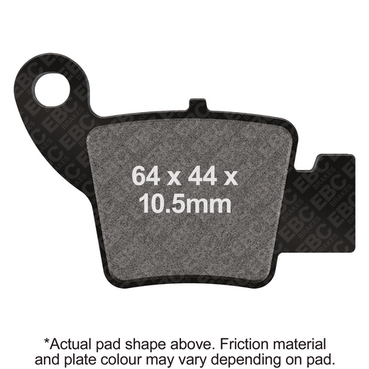 EBC Brakes TT Hybrid Carbon Brake Pad for off-road motorcycles, showing the black and carbon composite brake pad design.