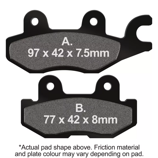 EBC Brakes Off Road Motorcycle TT Hybrid Carbon Brake Pad FA674TT with black composite surface and mounting hardware.