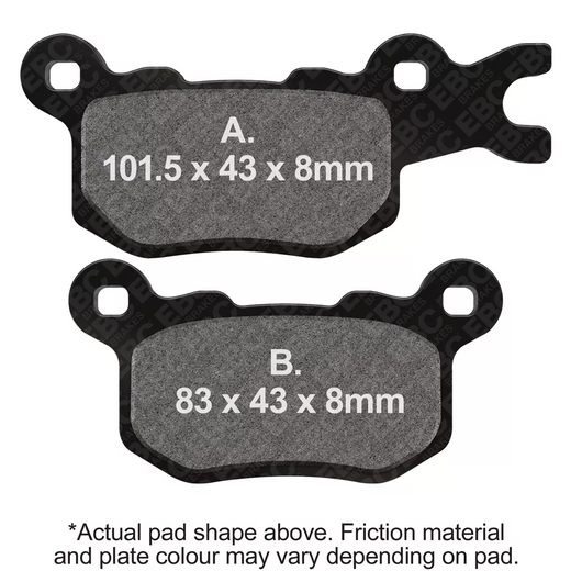 EBC Brakes TT Hybrid Carbon Brake Pad for off-road motorcycles, showing the black and carbon composite pad with metal backing plate.