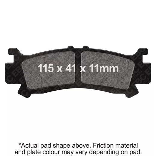 EBC Brakes Off Road TT Hybrid Carbon Brake Pad for motorcycles, showing the black brake pad with metal backing plate