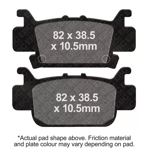 EBC Brakes TT Hybrid Carbon Brake Pad for off-road motorcycles, showing the black carbon compound and metal backing plate.