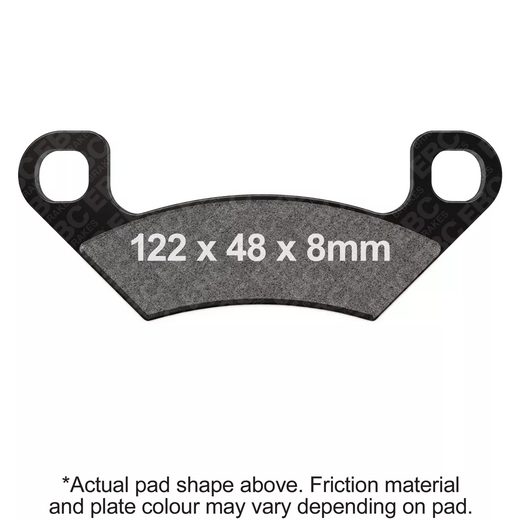 EBC Brakes TT Hybrid Carbon Off Road Motorcycle Brake Pad with metal backing and detailed friction surface.