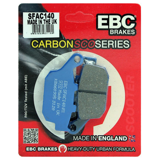 EBC Scooters Carbon Brake Pad SFAC140 showing black brake pad with EBC branding for scooter braking system