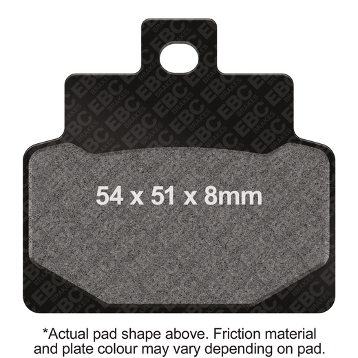 EBC Brakes Scooters Carbon Brake Pad SFAC301 showing close-up of black brake pad with branding and textured surface