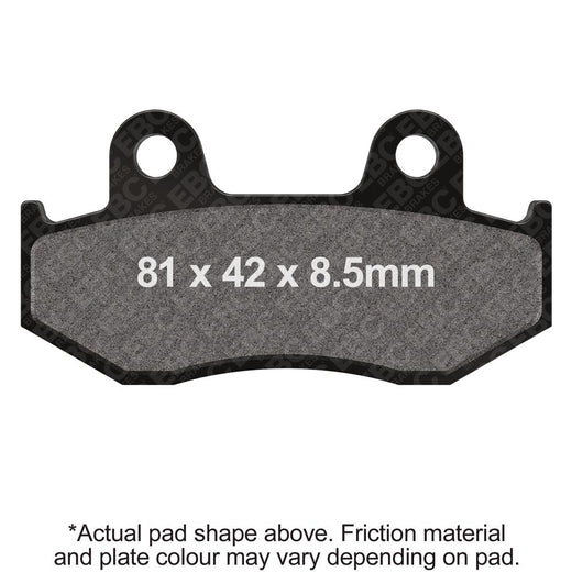 EBC Brakes Scooters Carbon Brake Pad SFAC411 showing the black brake pad with EBC branding for scooter braking systems.