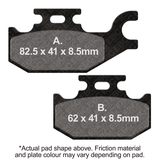 EBC Brakes Scooter Carbon Brake Pad SFAC413 showing black brake pad with metal backing for scooter stopping power