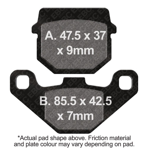EBC Brakes Scooters HH Slintered Brake Pad SFA083HH showing black slintered brake pad with metal backing plate for scooter brake system