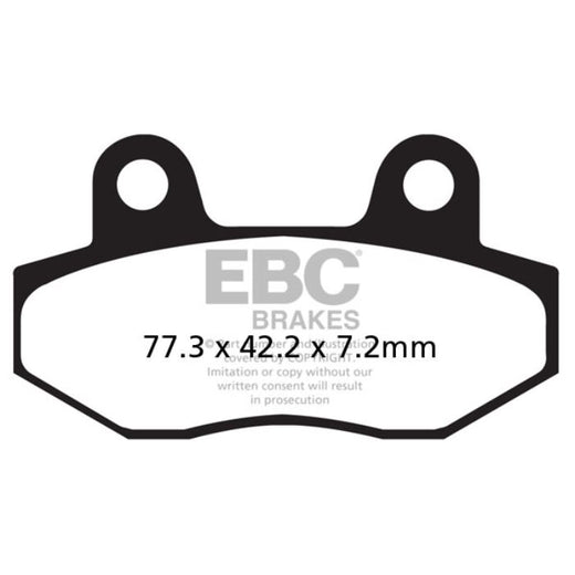 EBC Brakes Scooters HH Slintered Brake Pad, SFA086HH, showing the black, slintered brake pad with metal backing and mounting holes.