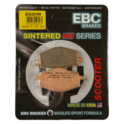 EBC Brakes Scooter HH Slintered Brake Pad SFA101HH showing the textured surface and brake pad shape for scooter braking system.