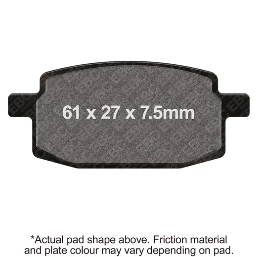 EBC Brakes Scooters HH Slintered Brake Pad SFA169HH showing the black and metal brake pad with slintered surface design.