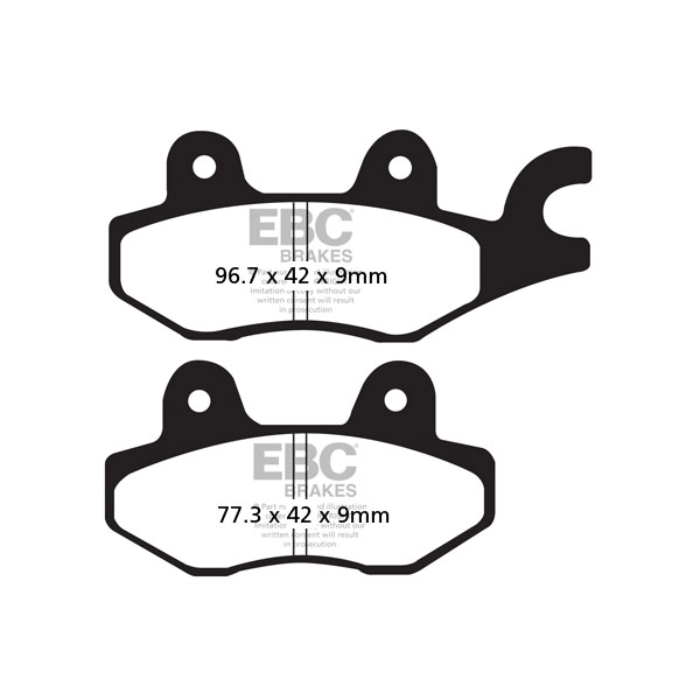 EBC Brakes Scooters HH Slintered Brake Pad, SFA197HH, showing the black slintered brake pad with metal backing plate.