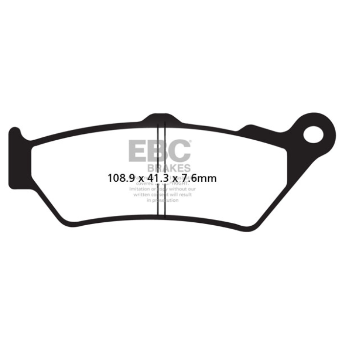 EBC Brakes scooter HH Slintered brake pad SFA209/2HH showing the brake pad with slintered surface and branding