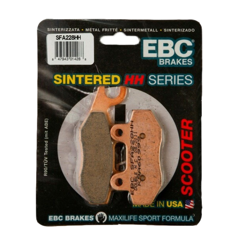 EBC Brakes Scooter HH Slintered Brake Pad SFA228HH showing the textured brake pad surface for enhanced grip and braking performance.