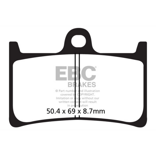 EBC Brakes Scooters HH Slintered Brake Pad SFA252HH showing the slintered design and metal backing plate for scooter braking system.