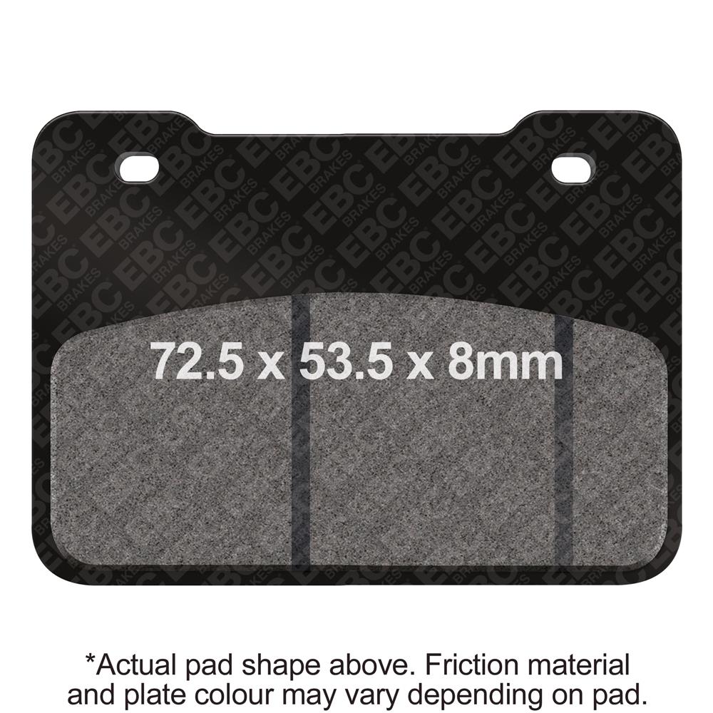 EBC Brakes Scooter HH Slintered Brake Pad SFA627HH showing the brake pad with slintered friction surface and mounting hardware.