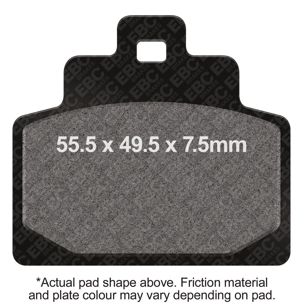 EBC Brakes scooter HH Slintered brake pad SFA681HH showing textured brake pad surface and mounting hole
