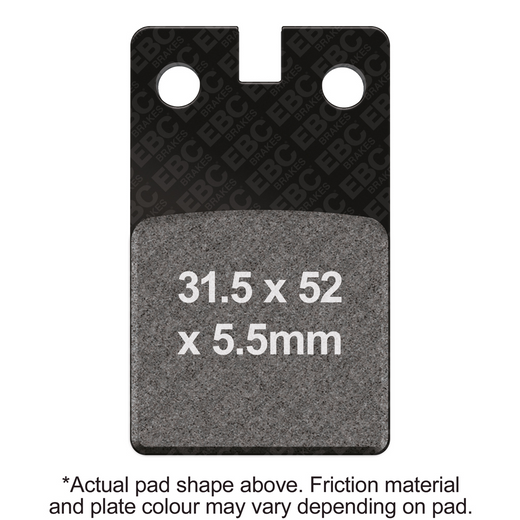 EBC Brakes Scooters organic brake pad SFA099 with textured surface and mounting holes for scooter braking system.