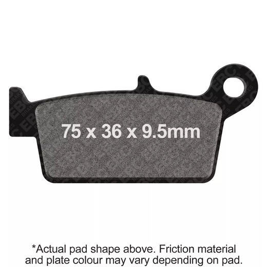 EBC Brakes Scooters organic brake pad SFA131/3 showing the black friction surface and metal backing for scooter braking system