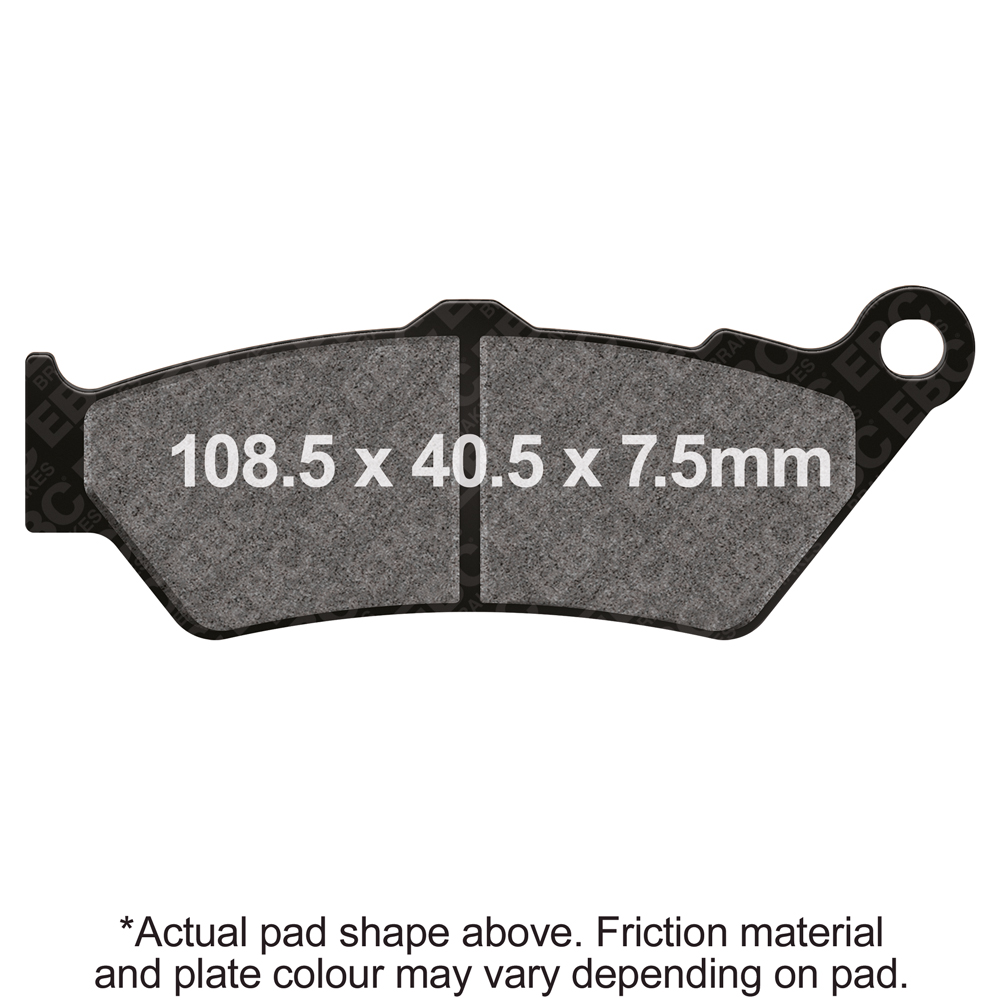 EBC Brakes Scooters organic brake pad SFA209/2 showing the black braking surface and mounting hardware for scooters.