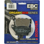 EBC Brakes Scooters organic brake pad SFA213, showing the black rubber and metal components, designed for scooter braking systems.