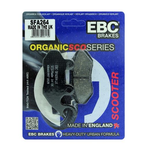 EBC Brakes Scooters organic brake pad SFA264 showing the black friction surface and metal backing plate.