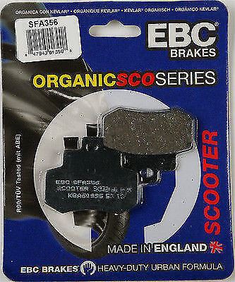 EBC Brakes Scooters organic brake pad SFA356 showing the black rubber pad with metal backing for scooter braking systems.