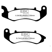 EBC Brakes Scooters organic brake pad SFA707 showing the brake pad with textured surface and branding details.