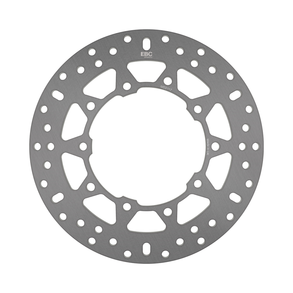 EBC stainless steel brake disc MD2117 with ventilated design for enhanced braking performance and durability.