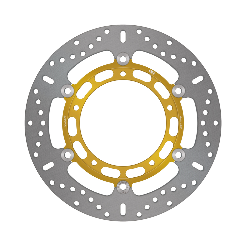 EBC X Brake Disc MD2082X showing a high-performance motorcycle brake disc with vented design and metallic finish.