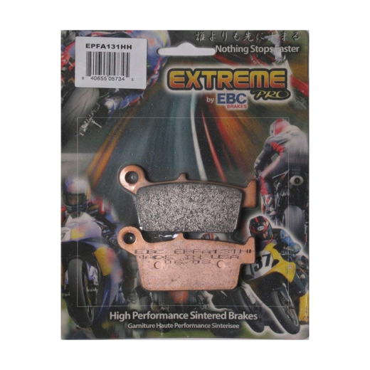 EBC Extreme Pro Sinter Brake Pads with black backing plates and metallic friction material for high-performance braking.