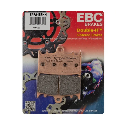 EBC Extreme Pro Sinter Brake Pads set with metal backing plates and friction material, designed for high-performance braking.