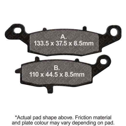 EBC Extreme Pro Sinter Brake Pads with metallic friction surface and black backing plate, designed for high-performance braking.