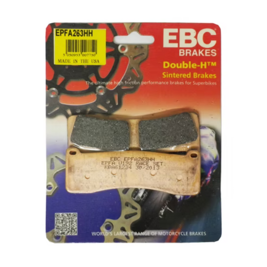 EBC Extreme Pro Sinter Brake Pads installed in a vehicle braking system, showing the durable brake pad design.