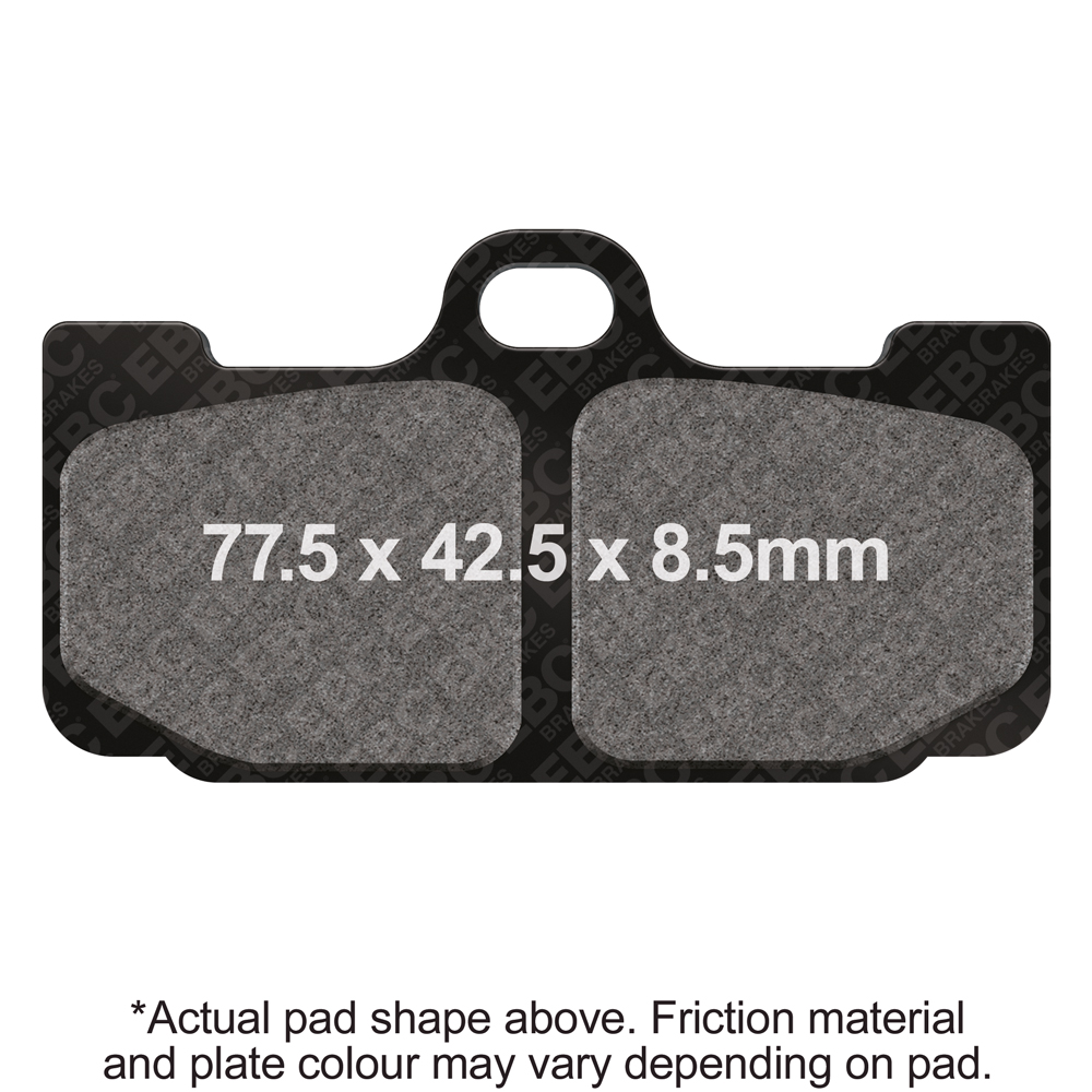 EBC Extreme Pro Sinter Brake Pads, EPFA295HH, showing black brake pad with metal backing plate and EBC branding
