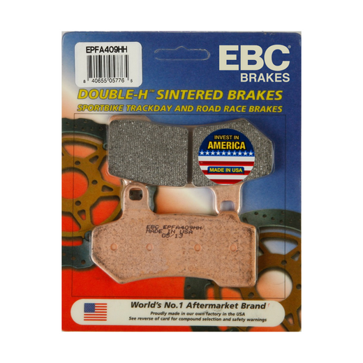 EBC Extreme Pro Sinter Brake Pads, EPFA409HH, showing the black metal brake pad with detailed friction surface.