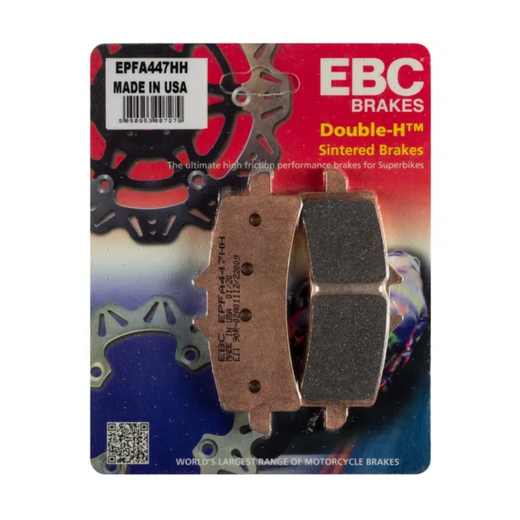 EBC Extreme Pro Sinter Brake Pads with detailed friction surface, designed for high-performance motorcycle braking systems.
