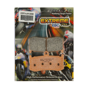 EBC Extreme Pro Sinter Brake Pads showing metal backing plates and friction material for high-performance braking.