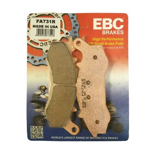 EBC FA731R motorcycle dirt sintered brake pad with metal backing and friction material for off-road riding.