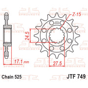 JT Sprockets Rubber Cushioned Front Sprocket - JTF749.16RB - 525 Pitch